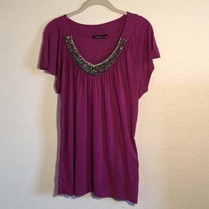Apt. 9 Blouse - Beaded scoop neckline Size L